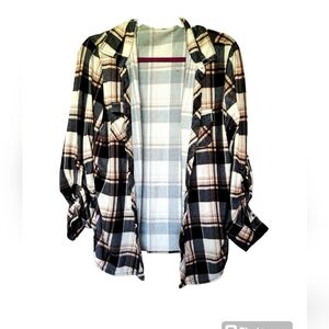 Black and neutral colored button up